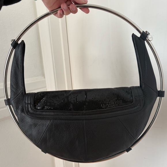 Vintage Diesel Space Y2K Liquid Space Leather Hoop Circle Round Bag - Picture 5 of 17